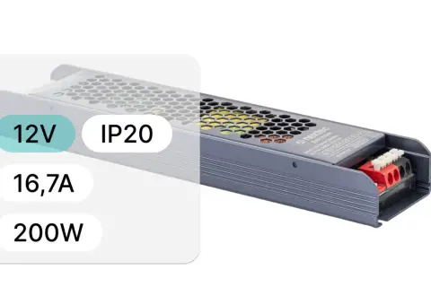 Zasilacz RGB 12V, 16.7A, 200W, IP20. Idealny do oświetlenia LED.