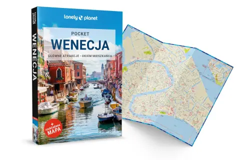 Książka "Wenecja Pocket" Lonely Planet i rozkładana mapa Wenecji.