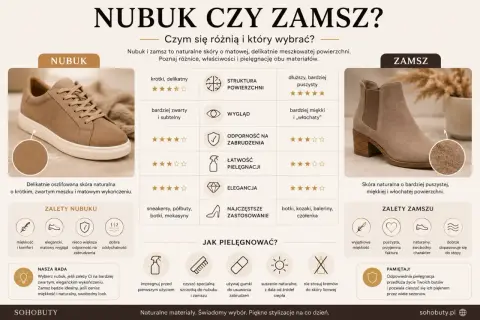 Porównanie nubuku i zamszu: skóra licowa co to? Nubuk jest krótszy, zamsz dłuższy i bardziej puszysty. Oba to naturalne skóry.