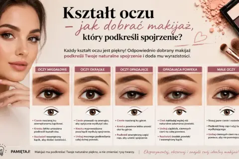 Poradnik makijażowy dla różnych kształtów oczu: migdałowe, okrągłe, opadające, małe. Dobierz makijaż, by podkreślić swoje spojrzenie.