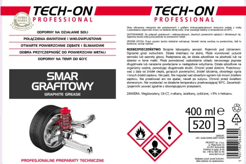 Smar grafitowy do połączeń gwintowych, wielowpustowych i otwartych powierzchni zębatych. Zapewnia przyczepność do metali i odporność na temp. do 60°C.