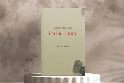 Okładka książki "Imię róży" Umberto Eco, z motywem odcisku palca.