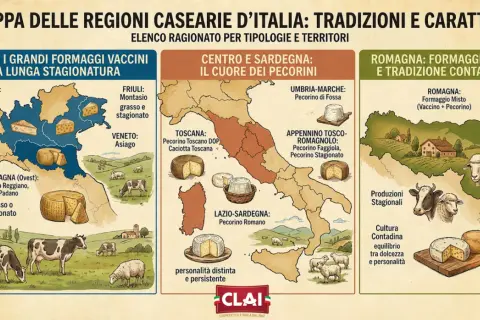 Mappa dei formaggi italiani: dal grasso del latte vaccino del nord ai pecorini del centro-sud, con focus su tradizioni e territori.