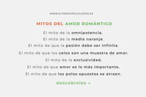 Lista de mitos del amor romántico: omnipotencia, media naranja, pasión infinita, celos como amor, exclusividad y polos opuestos. Descúbrelos.