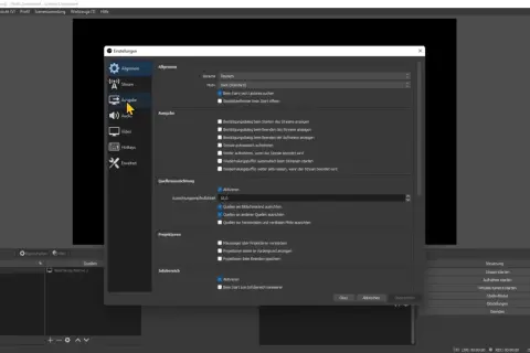 OBS-Einstellungen: Ausgabe-Tab, wo man obs bitrate einstellen kann. Hier werden Stream- und Aufnahmeoptionen konfiguriert.