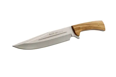 Cuchillo Muela con hoja de acero inoxidable y mango de madera de olivo. Ideal para la caza del jabalí.