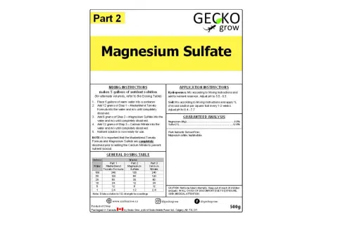 Instrukcja przygotowania roztworu z siarczanem magnezu siedmiowodnym. Produkt Gecko Grow.