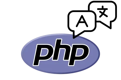 Logo PHP sur fond noir. Le texte "php" est écrit en blanc avec un contour noir sur un ovale bleu-violet. Utile pour connaître la longueur d'une chaîne PHP.