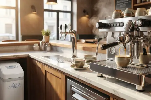 Macchina da caffè professionale in acciaio inox, con due erogatori e un manometro. Quanti bar deve avere una buona macchina da caffè? Questa ne ha 9.