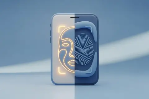 Telefon z podziałem na twarz i odcisk palca. Funkcje bezpieczeństwa, takie jak talkback, chronią Twoje dane.
