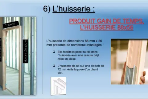 L'huisserie de 88x56 mm, un produit gain de temps. On peut changer un encadrement de porte facilement.