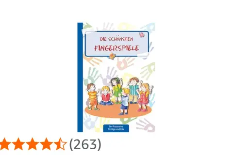 Buntes Buchcover mit Kindern, die Finger- und Bewegungsspiele im Kindergarten spielen. "Die schönsten Fingerspiele" ist der Titel.