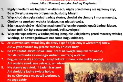 Pieśni patriotyczne, utwory z tekstem Juliusza Słowackiego i muzyką Andrzeja Kurylewicza, wzywają do walki o wolność.