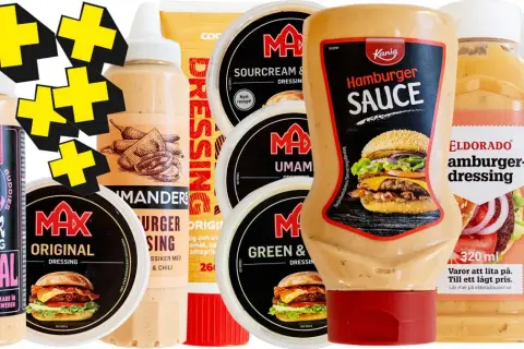 En samling hamburgerdressingar och såser, inklusive Kanias Hamburger Sauce och Eldorado Hamburger Dressing. Perfekt för att hitta ditt favorithamburgerdressing recept.