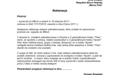 Jak napisać reklamację do biura podróży wzór - uniknij błędów w piśmie