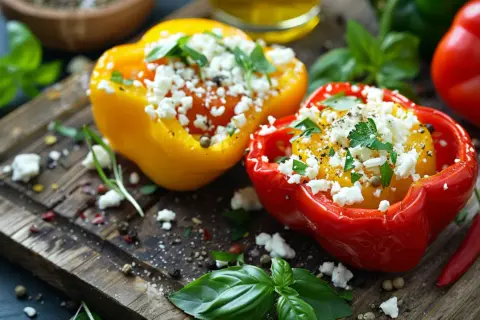 Papryka faszerowana fetą - Przepis na paprykę z nadzieniem z sera feta