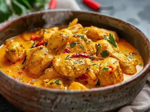 Kyckling curry gryta som blir krämig, frisk och enkel