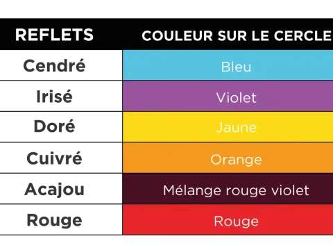 Cercle chromatique en coiffure - neutraliser les reflets