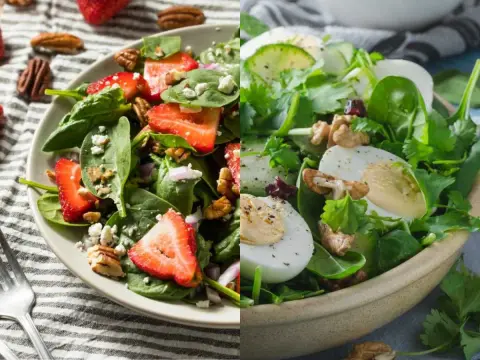 Ensalada de espinacas completa en solo 10 minutos