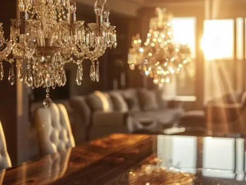 Lampa nad stół glamour: Elegancka lampa sufitowa z kloszem