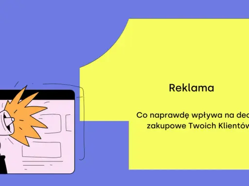 Ręka trzymająca megafon, z którego wydobywa się dźwięk, symbolizuje reklamę. Obok tekst: "Reklama. Co naprawdę wpływa na decyzje zakupowe Twoich Klientów?".