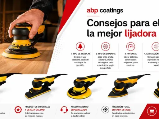 Guía para elegir entre distintos tipos de lijadoras MIRKA: orbital, rectangular, delta y excéntrica. Consejos sobre potencia, extracción de polvo y ergonomía.
