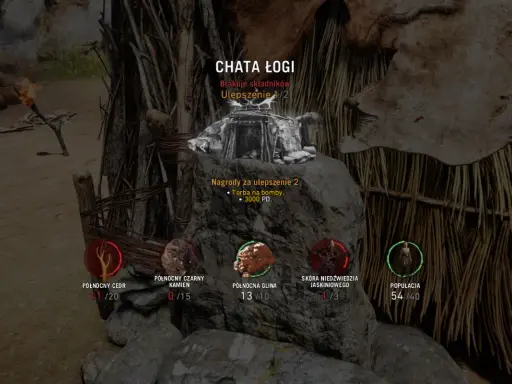 W grze Far Cry Primal ulepszasz chatę, zbierając północny cedr, kamień, glinę i skórę niedźwiedzia.