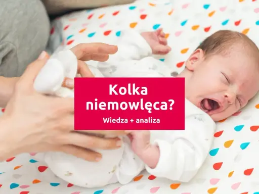 Płacz noworodka, który może wskazywać na kolkę niemowlęcą. Rodzic próbuje uspokoić dziecko.