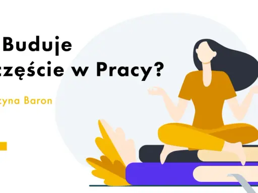 Co buduje szczęście w pracy? Kobieta w pozycji medytacyjnej na stosie książek, symbolizująca drogę do satysfakcji zawodowej.