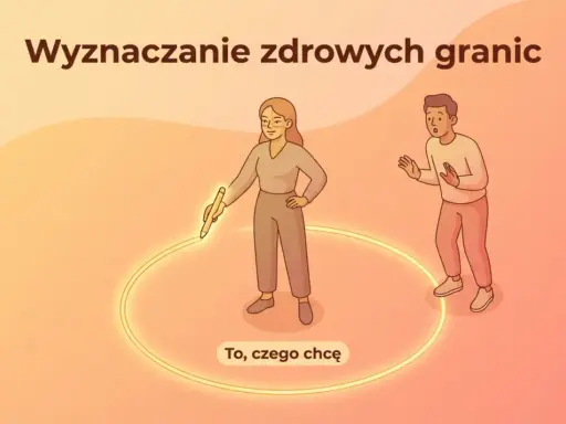 Kobieta rysuje okrąg wokół siebie, mężczyzna stoi na zewnątrz.