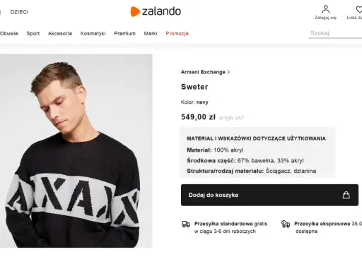 Męski sweter Armani Exchange z napisem AX, wykonany w 100% z akrylu. Dowiedz się, acrilico co to za materiał.