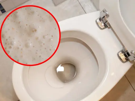 Piana w toalecie, która może świadczyć o działaniu drożdży do szamba.