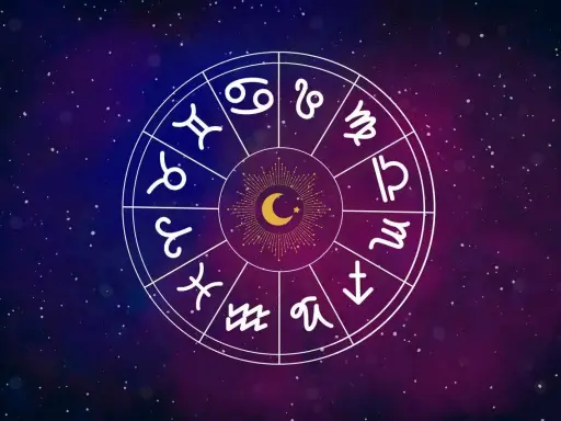 Zodiakalny krąg z symbolami, w tym Bykiem. Sprawdź swój horoskop byk zdrowie i odkryj kosmiczne wskazówki.