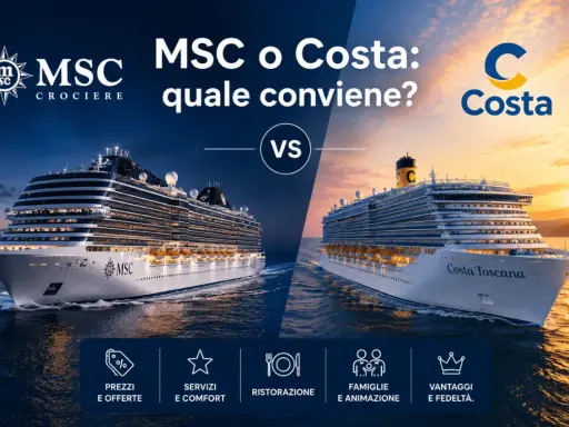 Confronto tra MSC e Costa per le migliori crociere. Due navi maestose, un mare di opzioni per prezzi, servizi, ristorazione e divertimento.