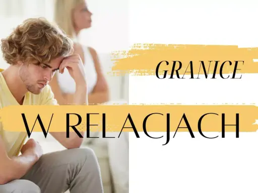 Zmartwiony mężczyzna i kobieta w tle. Napis "Granice w relacjach", sugerujący trudności w otwartym związku.