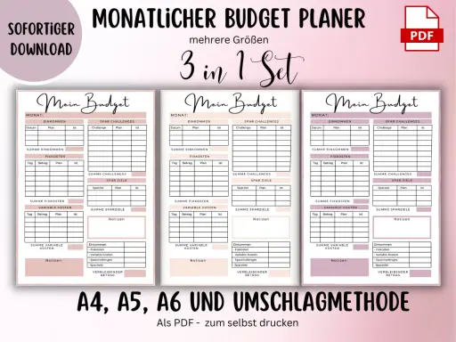 Budgetplaner-Set zum Ausdrucken. Ideal, um die Kosten im Blick zu behalten, ähnlich wie bei der Planung für abizeitung drucken kosten.