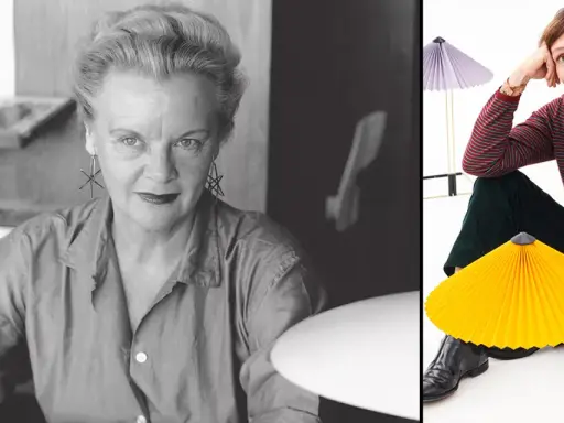 Svensk designer kvinna, Vera Wrede, med sina ikoniska lampor.