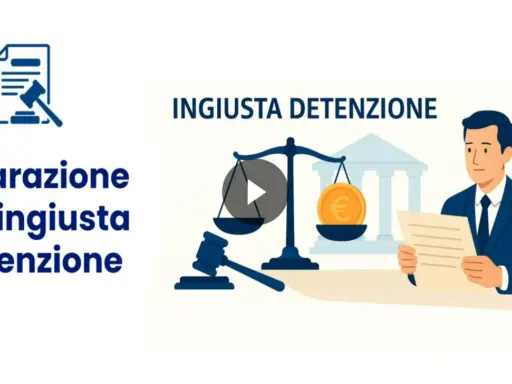 Illustrazione che simboleggia il risarcimento per ingiusta detenzione: bilancia della giustizia con moneta euro, martelletto e avvocato.