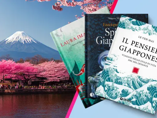 Libri ambientati in Giappone, con il Monte Fuji e ciliegi in fiore sullo sfondo. Un invito a scoprire la cultura nipponica.