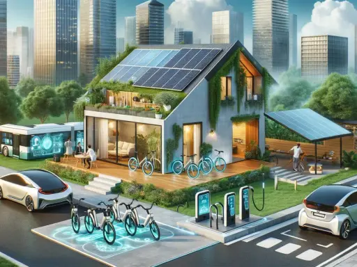 La casa del futuro è un'oasi verde con pannelli solari, auto elettriche e biciclette a ricarica wireless.