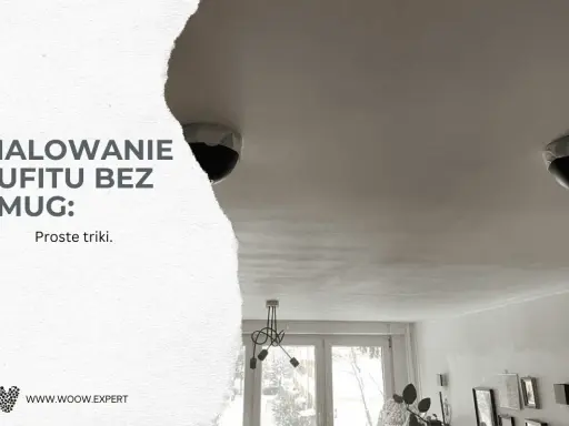 Malowanie sufitu bez smug: proste triki. Jasny sufit z widocznymi lampami i tekstem.