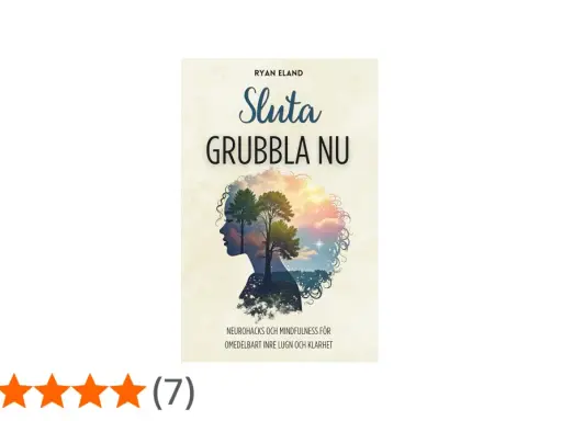 Boken "Sluta grubbla nu" med en illustration av ett träd inuti ett kvinnoansikte.