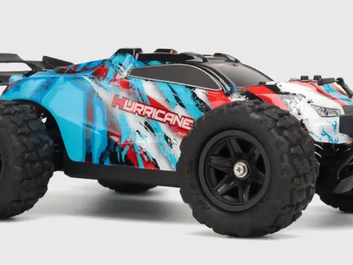 Ein RC-Auto mit dem Namen "Hurricane" in auffälligem Design. Ein Beweis für die Qualität von beste RC Auto Hersteller.