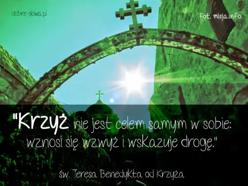 Krzyż nie jest celem samym w sobie: wznosi się wzwyż i wskazuje drogę." - cytaty o krzyżu św. Teresy Benedykty od Krzyża.