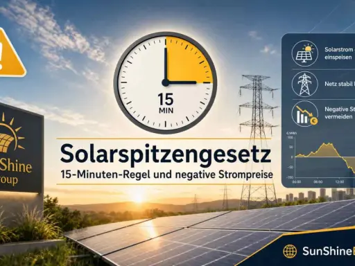 Solarspitzengesetz: 15-Minuten-Regel für Solarstrom in Deutschland aktuell. Vermeidet negative Strompreise und hält das Netz stabil.