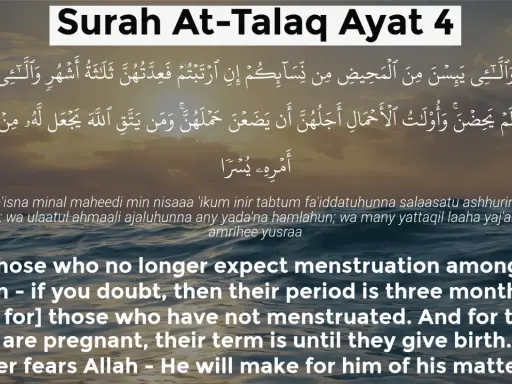 Sure 65 Vers 4: Die Wartezeit für Frauen, die keine Menstruation mehr erwarten, beträgt drei Monate. Schwangere Frauen warten bis zur Geburt.