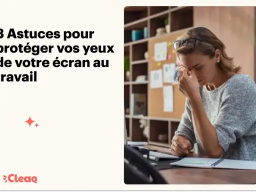 Femme fatiguée par le travail ordinateur, se massant les yeux. 8 astuces pour protéger votre vue de l'écran.