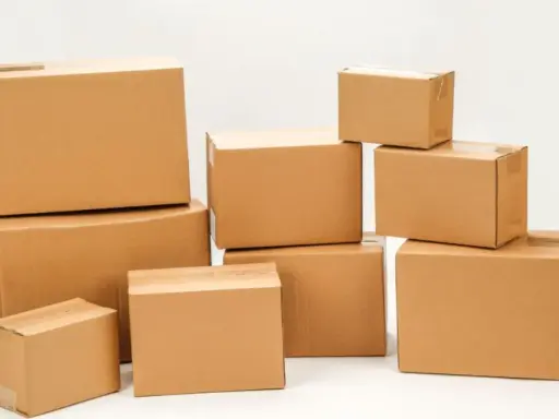 Stos kartonów, gotowych do wysyłki. Czy to paczki, których kwota roszczenia InPost jest wysoka?