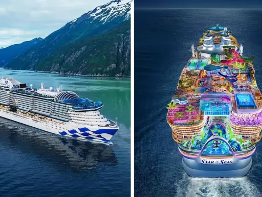 Una crociera con scivoli colorati e piscine, un'avventura acquatica in mare aperto.