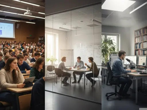 Wykład, dyskusja w sali konferencyjnej i praca w laboratorium – to wszystko może być częścią drogi do zdobycia tytułu magistra.